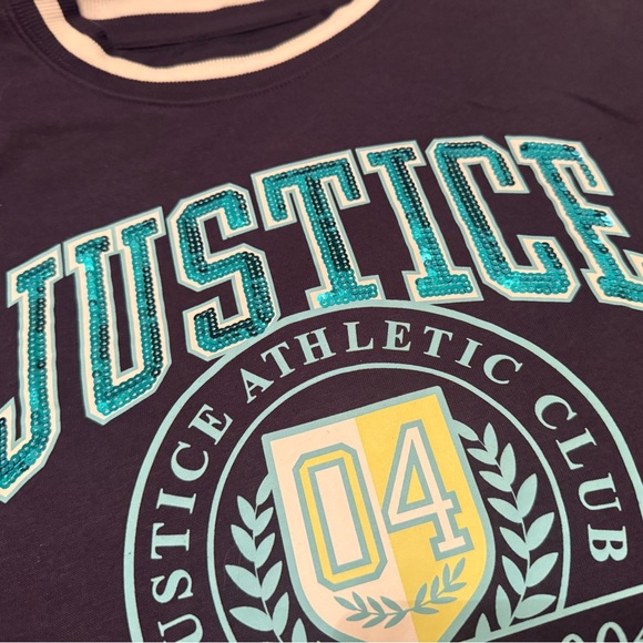 Justice Navy and White Tunic Sweatshirt Girl’s 16/18 XL Youth - sequins - Picture 2 of 5